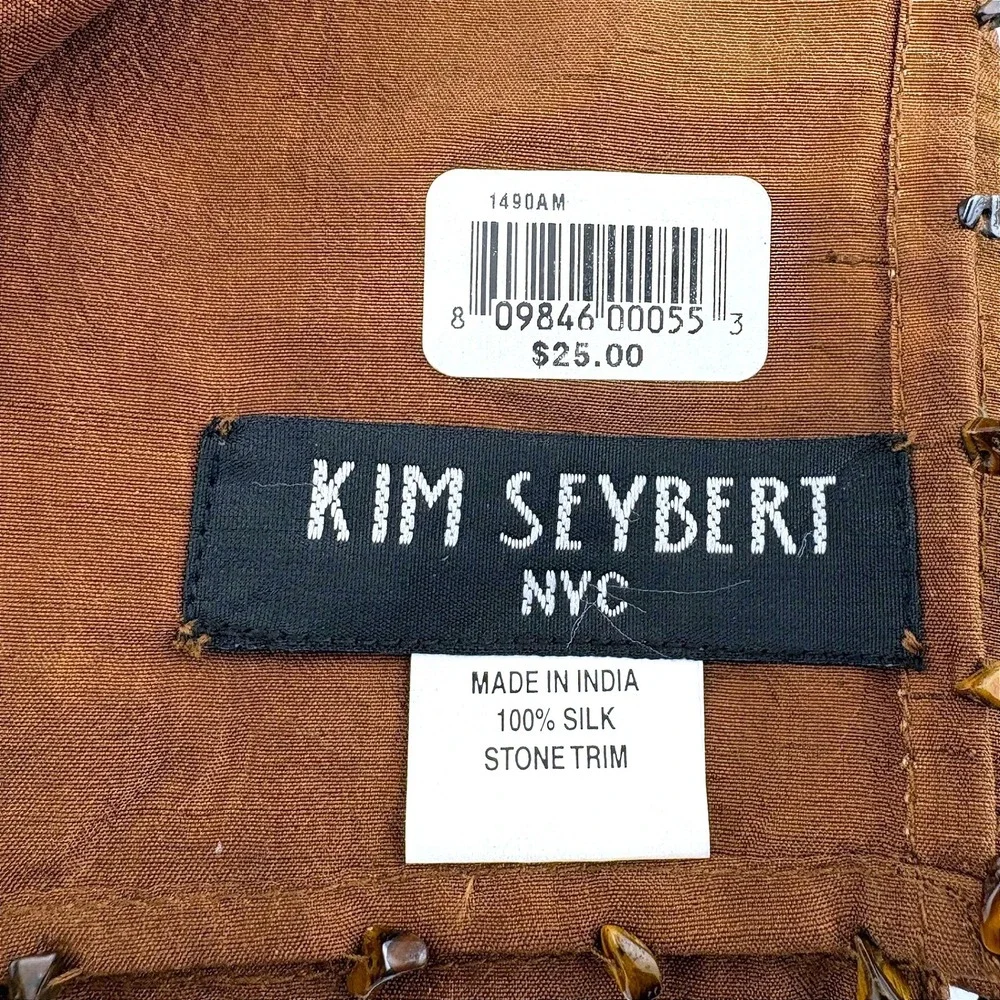 Kim Seybert NYC Brown 100% Silk Napkins‎ with Stone Trim Set of 4 1490AM